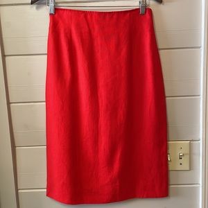 MaxMara Orangish Red Linen Midi Skirt Size 8.